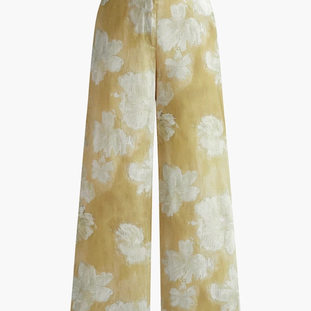 Flowy Commense Silky Floral Wide-Leg Pants